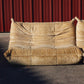 Canapé Togo 2 places en velours beige par Michel Ducaroy, LIGNE ROSET, 1973
