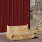 Canapé Togo 2 places en velours beige par Michel Ducaroy, LIGNE ROSET, 1973