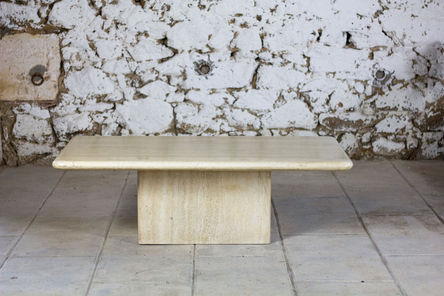 Grande table basse travertin italien, 1970