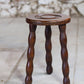 Tabouret tripode en bois tourné Charles Dudouyt, 1950
