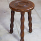 Tabouret tripode en bois tourné Charles Dudouyt, 1950