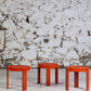 Trois tables gigognes en plastique orange par Prisunic, 1970