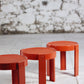 Trois tables gigognes en plastique orange par Prisunic, 1970