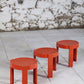 Trois tables gigognes en plastique orange par Prisunic, 1970