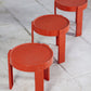 Trois tables gigognes en plastique orange par Prisunic, 1970