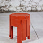 Trois tables gigognes en plastique orange par Prisunic, 1970