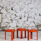 Trois tables gigognes en plastique orange par Prisunic, 1970