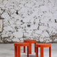 Trois tables gigognes en plastique orange par Prisunic, 1970