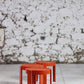 Trois tables gigognes en plastique orange par Prisunic, 1970