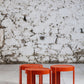 Trois tables gigognes en plastique orange par Prisunic, 1970