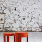Trois tables gigognes en plastique orange par Prisunic, 1970