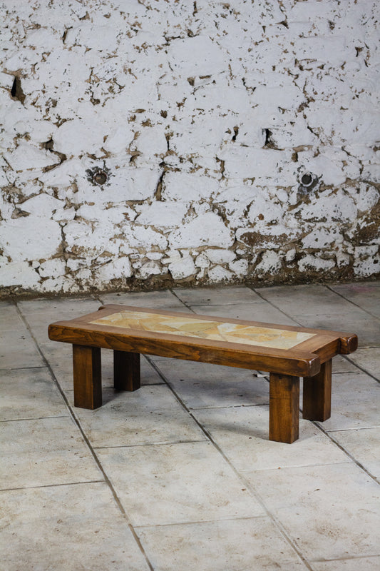 Table basse brutaliste chêne, 1960