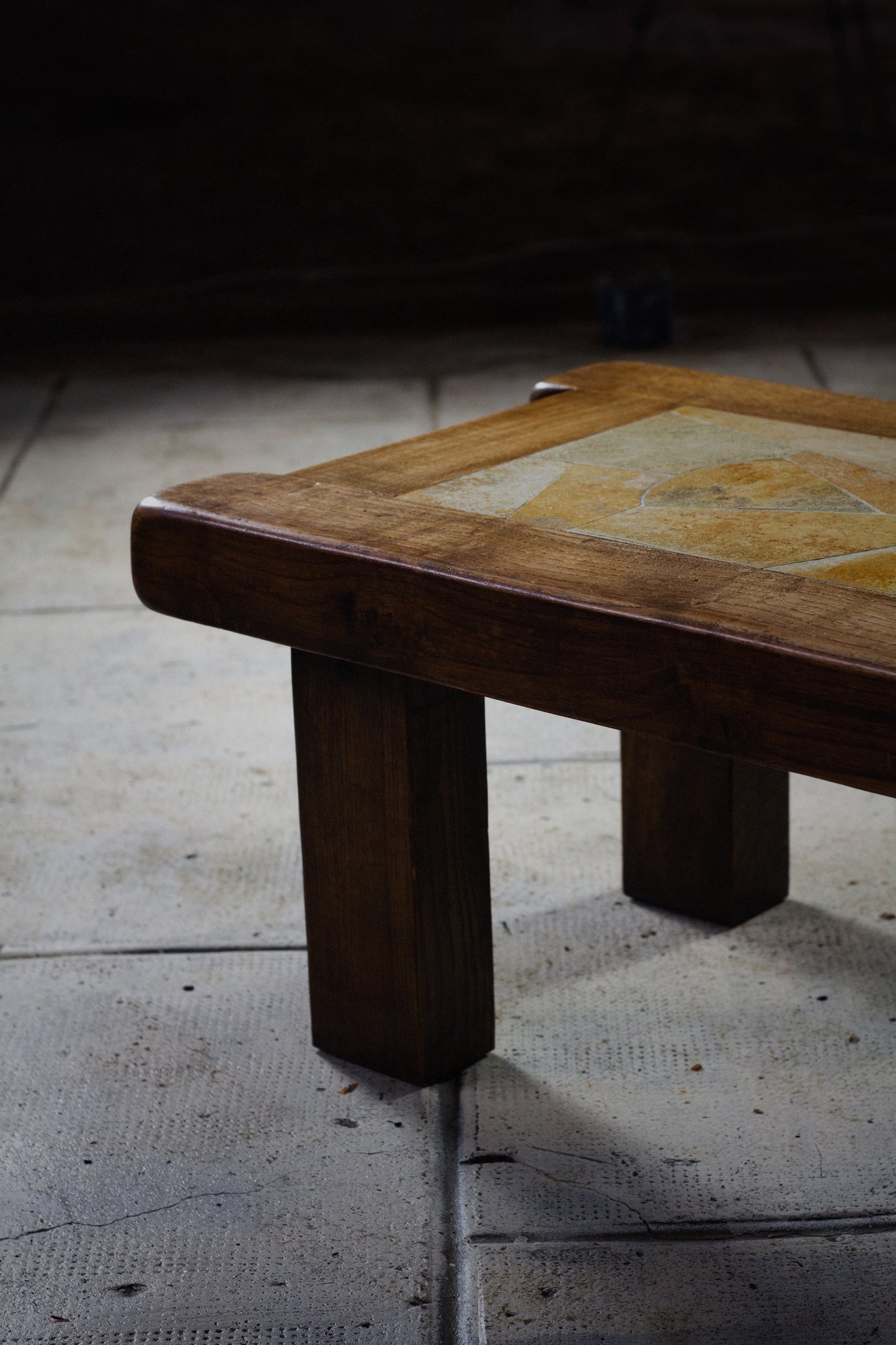 Table basse brutaliste chêne, 1960