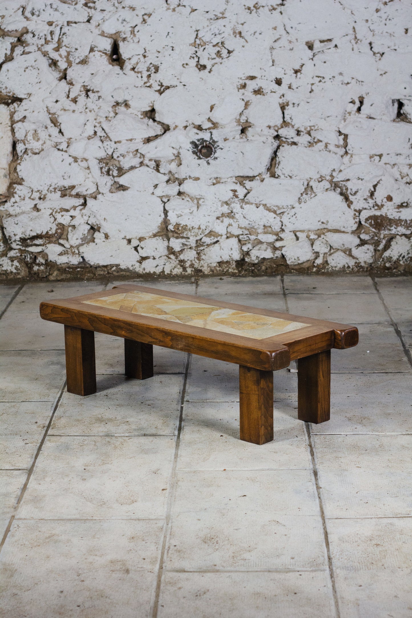 Table basse brutaliste chêne, 1960