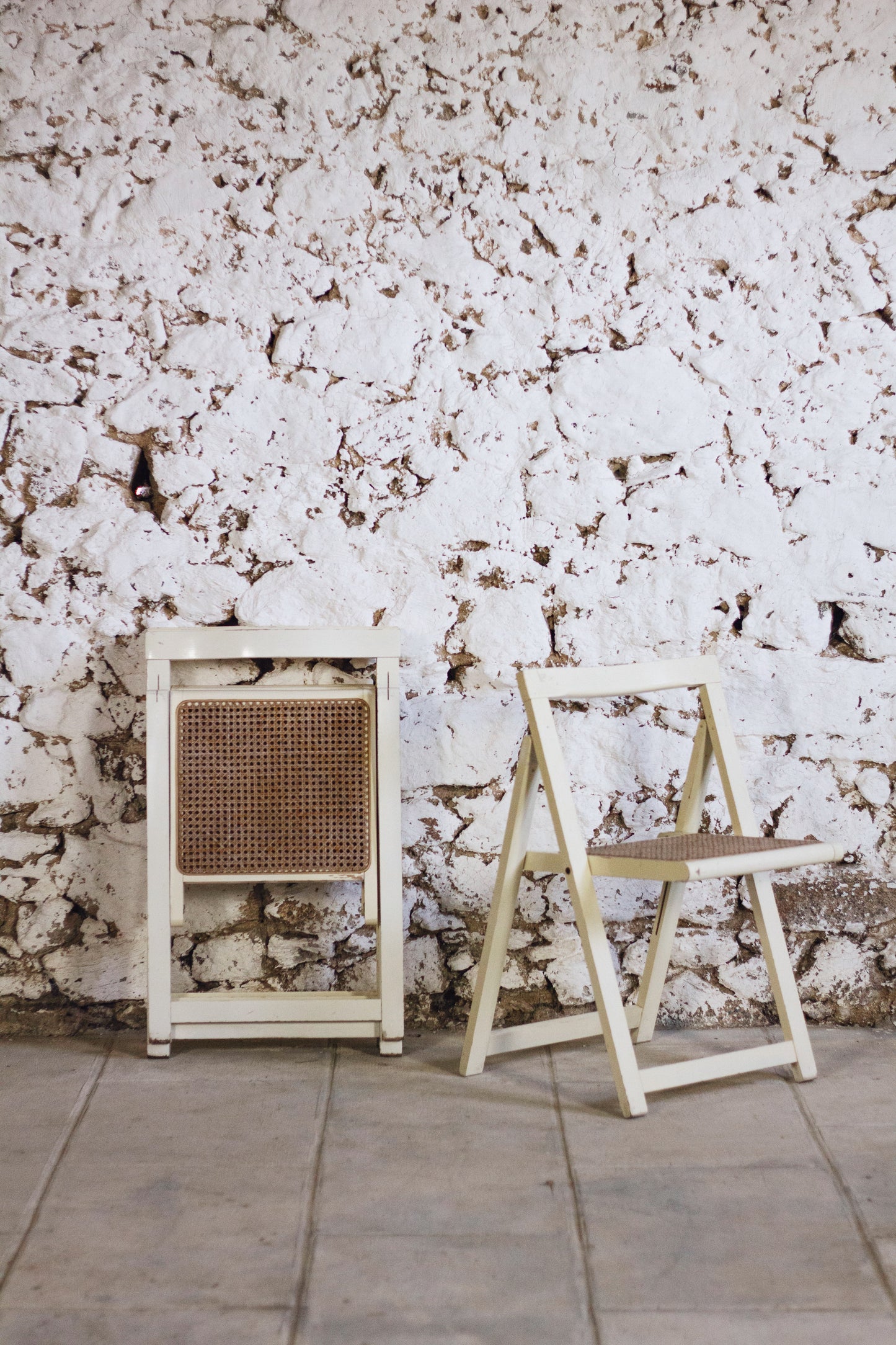 4 chaises pliantes en cannage style Aldo Jacober, 1960