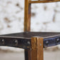 Chaise espagnole brutaliste en chêne et cuir