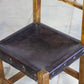 Chaise espagnole brutaliste en chêne et cuir