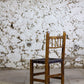 Chaise espagnole brutaliste en chêne et cuir