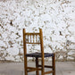 Chaise espagnole brutaliste en chêne et cuir