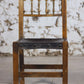 Chaise espagnole brutaliste en chêne et cuir
