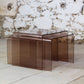 Trois tables gigognes en plexiglas fumé, 1970