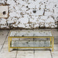 Table basse en verre et métal doré style Pierre Vandel, 1970