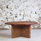 Table basse ronde et tabourets en corde tressée et rotin, 1970