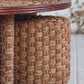 Table basse ronde et tabourets en corde tressée et rotin, 1970