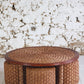 Table basse ronde et tabourets en corde tressée et rotin, 1970