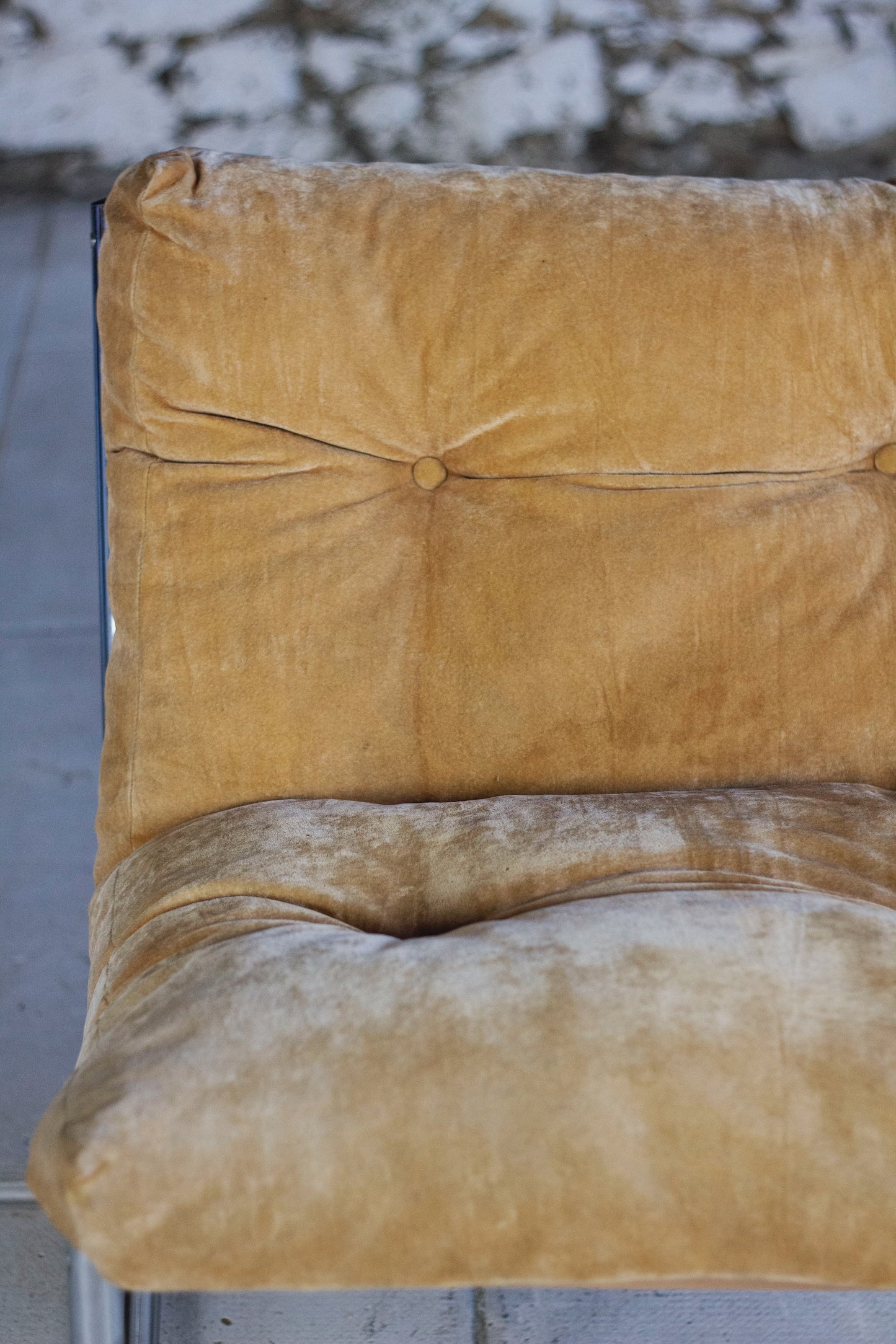 Fauteuil vintage style "Pixi" en velours et chrome, 1970