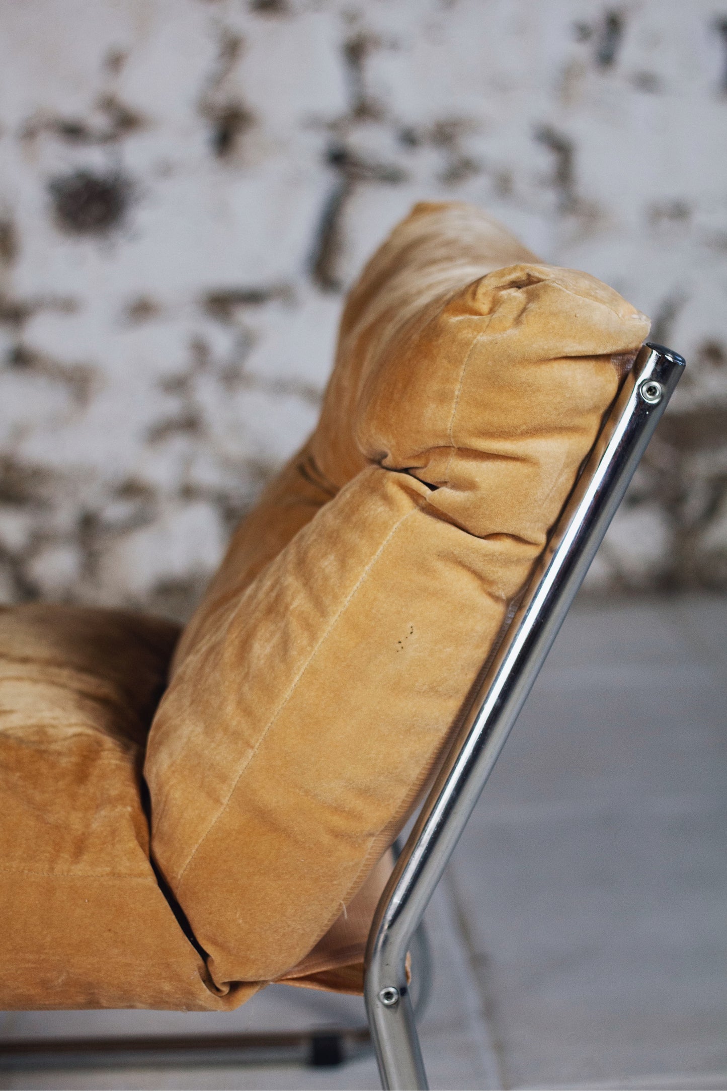 Fauteuil vintage style "Pixi" en velours et chrome, 1970