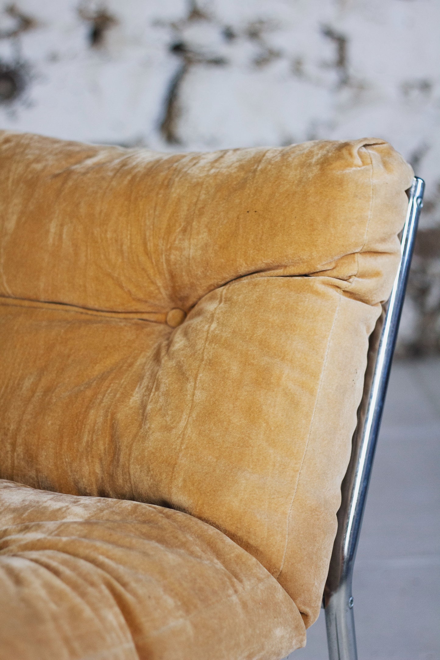 Fauteuil vintage style "Pixi" en velours et chrome, 1970